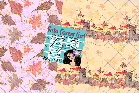 Deer Forest Animals, Forest Girl in Patterns - product preview 4