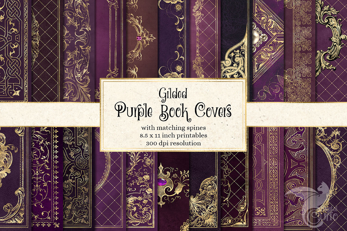 Gilded Purple Book Covers in Textures - product preview 8