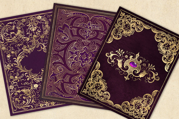 Gilded Purple Book Covers in Textures - product preview 1