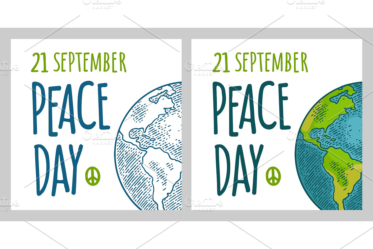 Peace Day 21 september lettering in Illustrations - product preview 8