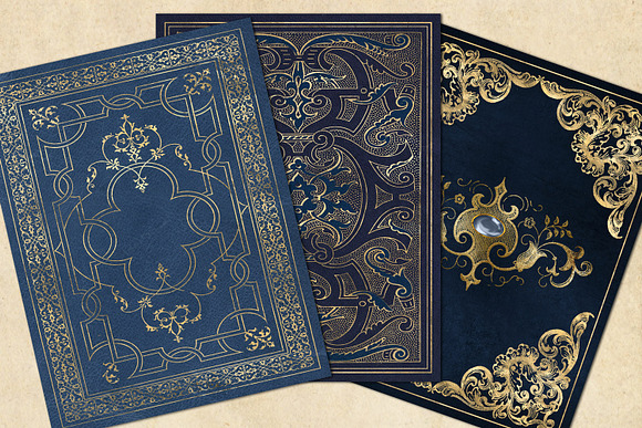 Gilded Blue Book Covers in Textures - product preview 3