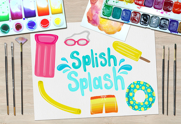 Pool Party Digital Clipart in Illustrations - product preview 1