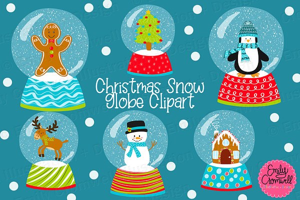 Christmas Snow Globe Digital Clipart