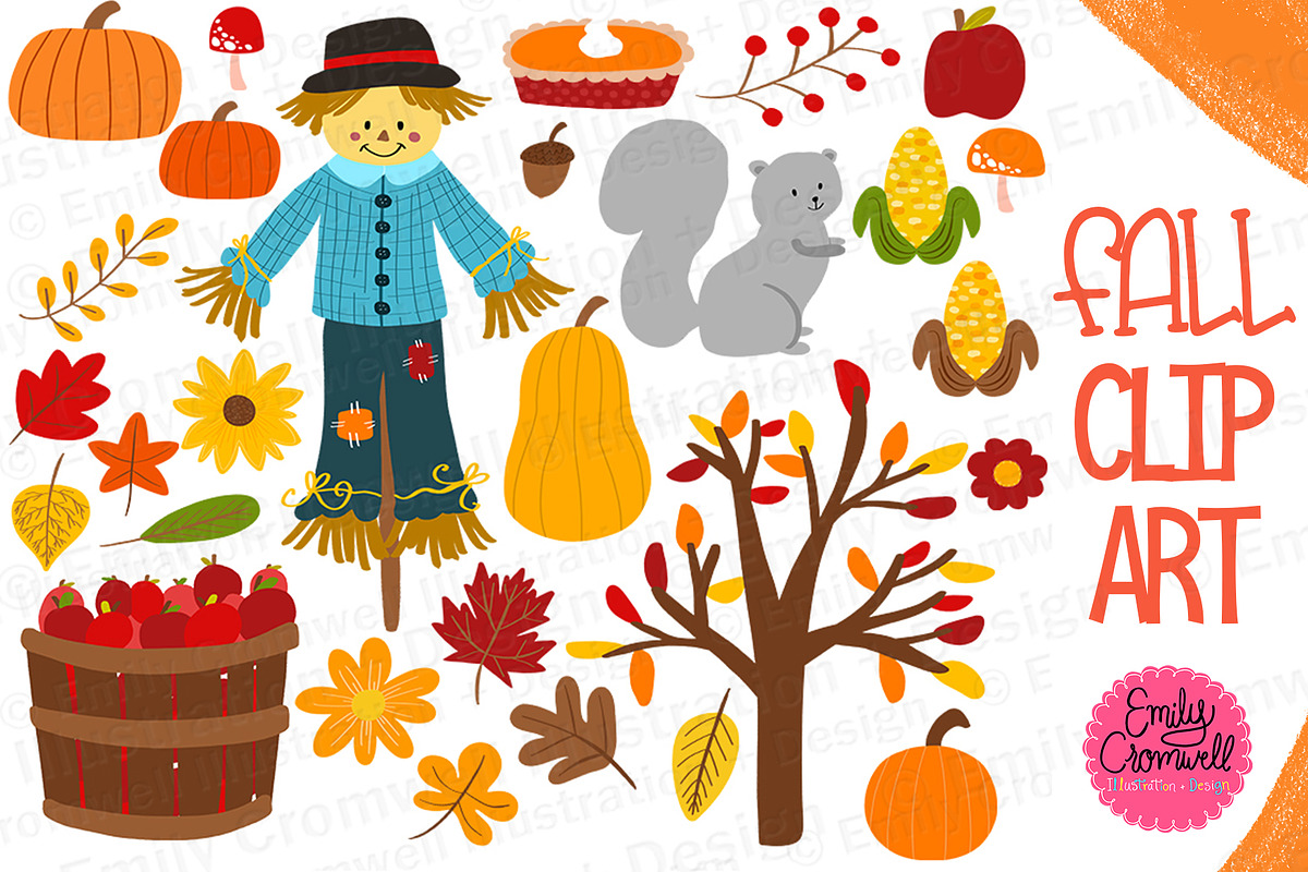 Fall Digital Clipart in Illustrations - product preview 8