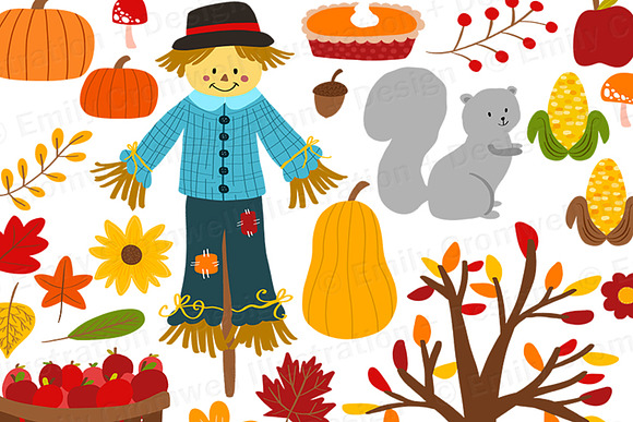Fall Digital Clipart in Illustrations - product preview 2