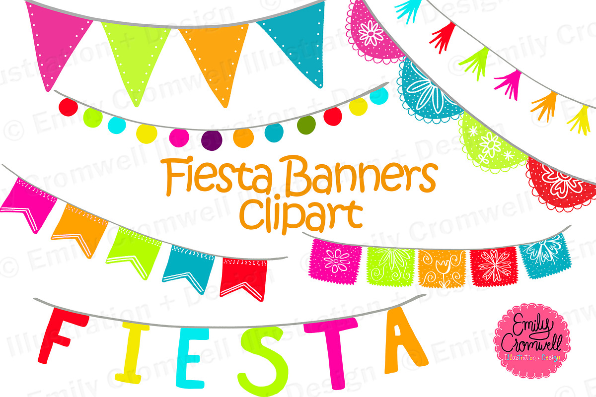 Fiesta Banners Digital Clipart in Illustrations - product preview 8