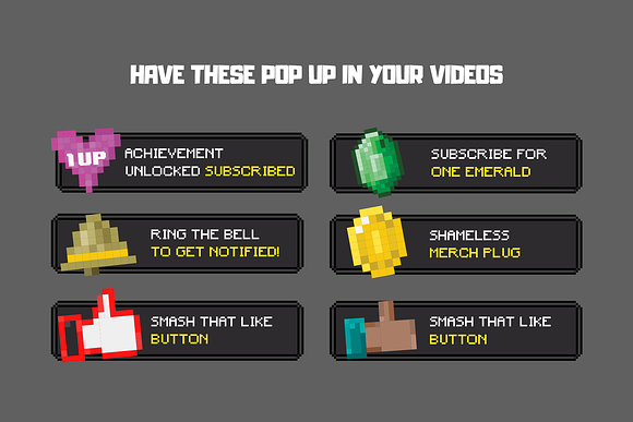 YouTube 8-Bit Gaming Channel Assets in YouTube Templates - product preview 2