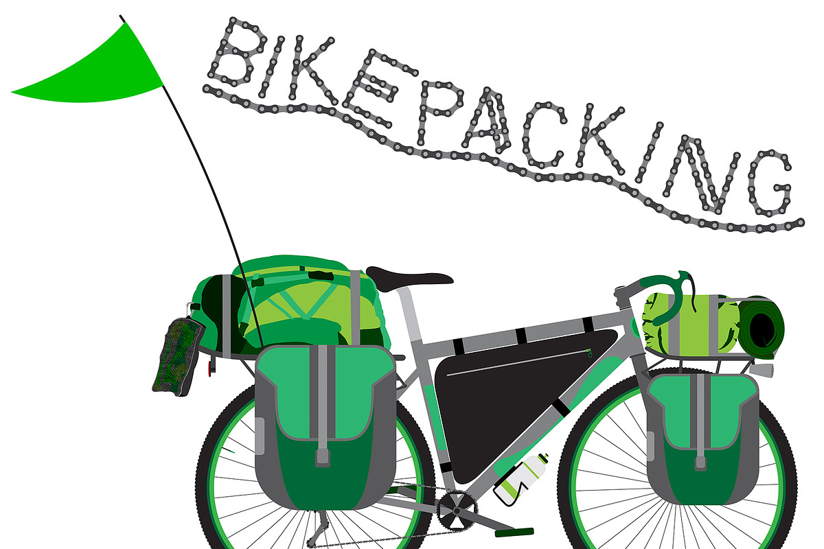 Bikepacking touring bicycle in Illustrations - product preview 8