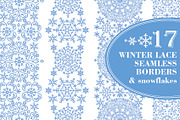Snowflakes seamless lace borders 01