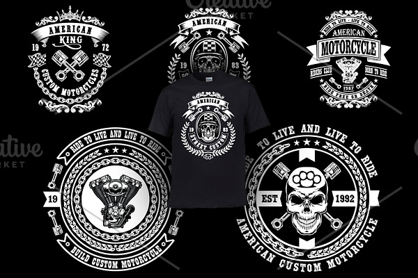 Black - MotorCycle T-Shirt Design