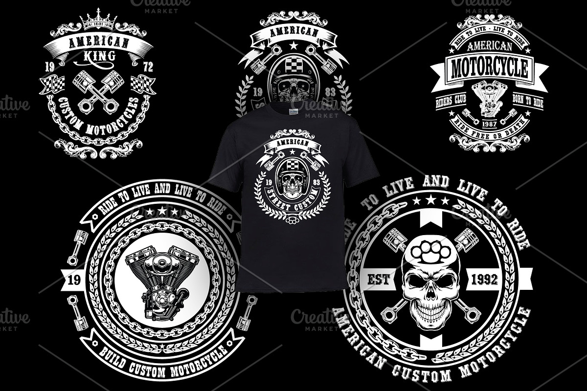 Black - MotorCycle T-Shirt Design in Logo Templates - product preview 8