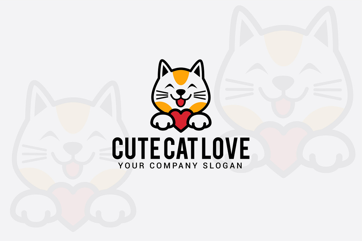 cute cat love in Logo Templates - product preview 8