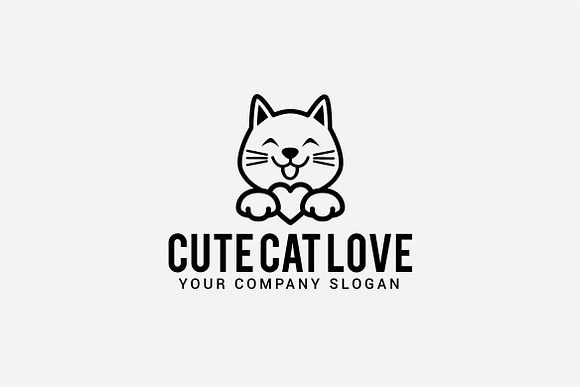 cute cat love in Logo Templates - product preview 1