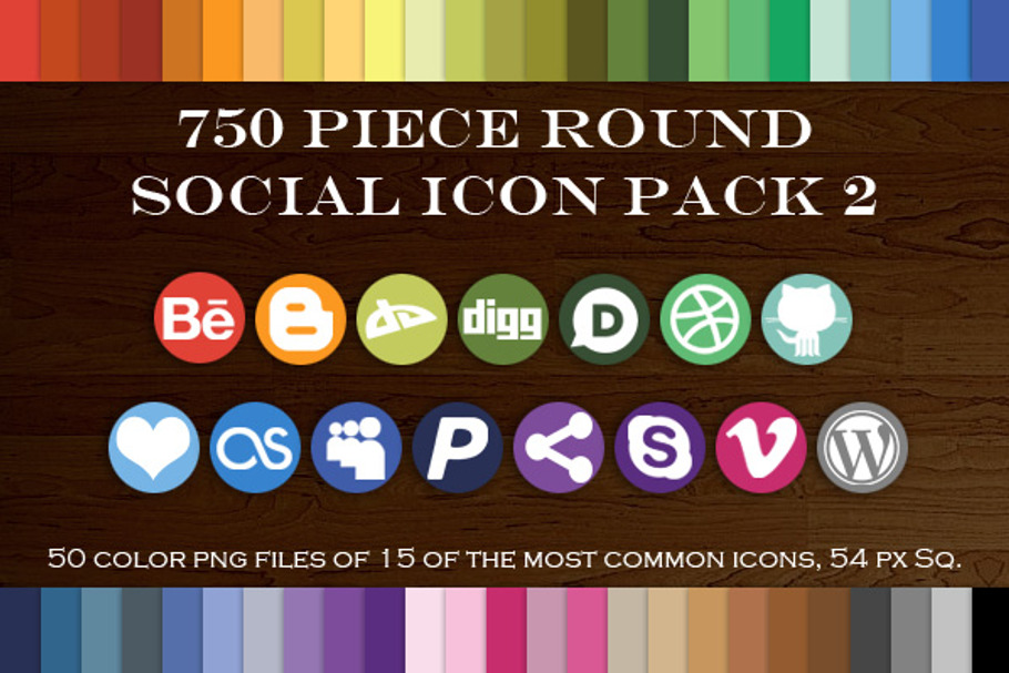 750 Piece Round Social Icons Pack 2