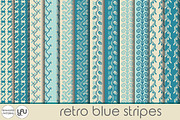 Blue digital paper: RETRO STRIPES