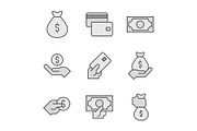 Money line icons painted in gray