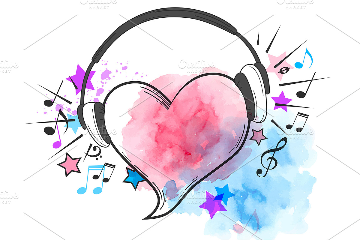 Musical Background with Red Heart in Illustrations - product preview 8