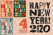 Happy New 2020 Year grunge posters.