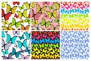 28 Butterfly seamless patterns set