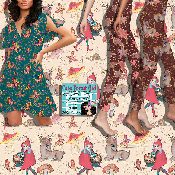 Deer Forest Animals, Forest Girl in Patterns - product preview 10
