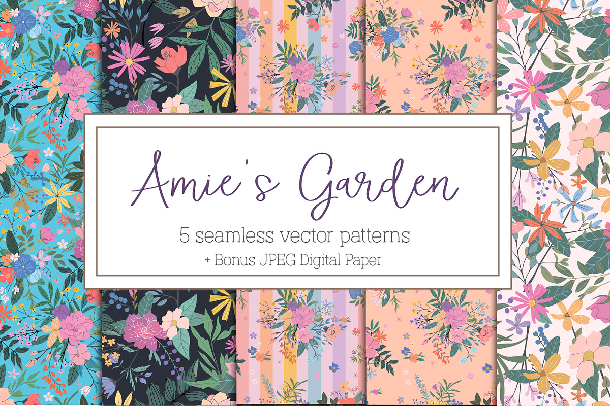 Colourful floral vector patterns in Patterns - product preview 8