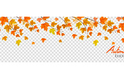 Nature autumn panorama with leaves