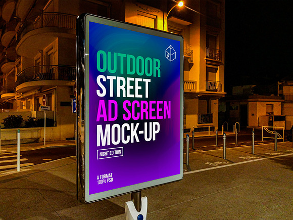 Outdoor Night Ad Screen MockUps in Mockup Templates - product preview 2