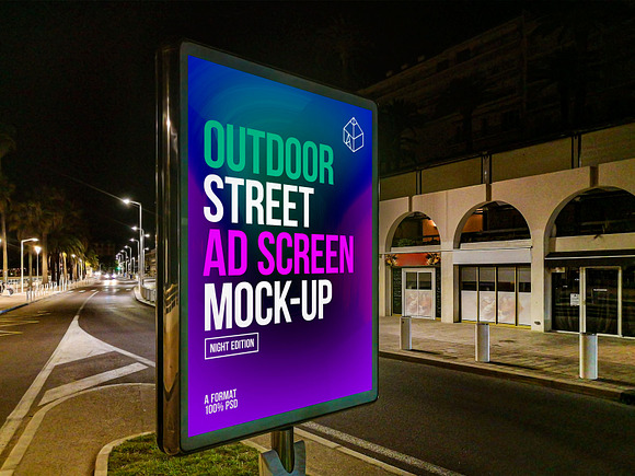 Outdoor Night Ad Screen MockUps in Mockup Templates - product preview 3
