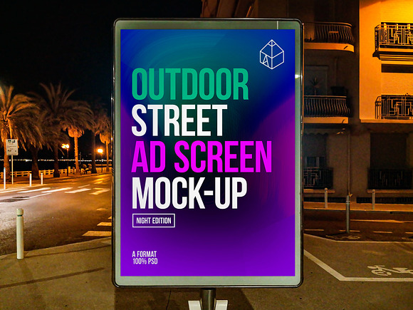Outdoor Night Ad Screen MockUps in Mockup Templates - product preview 4