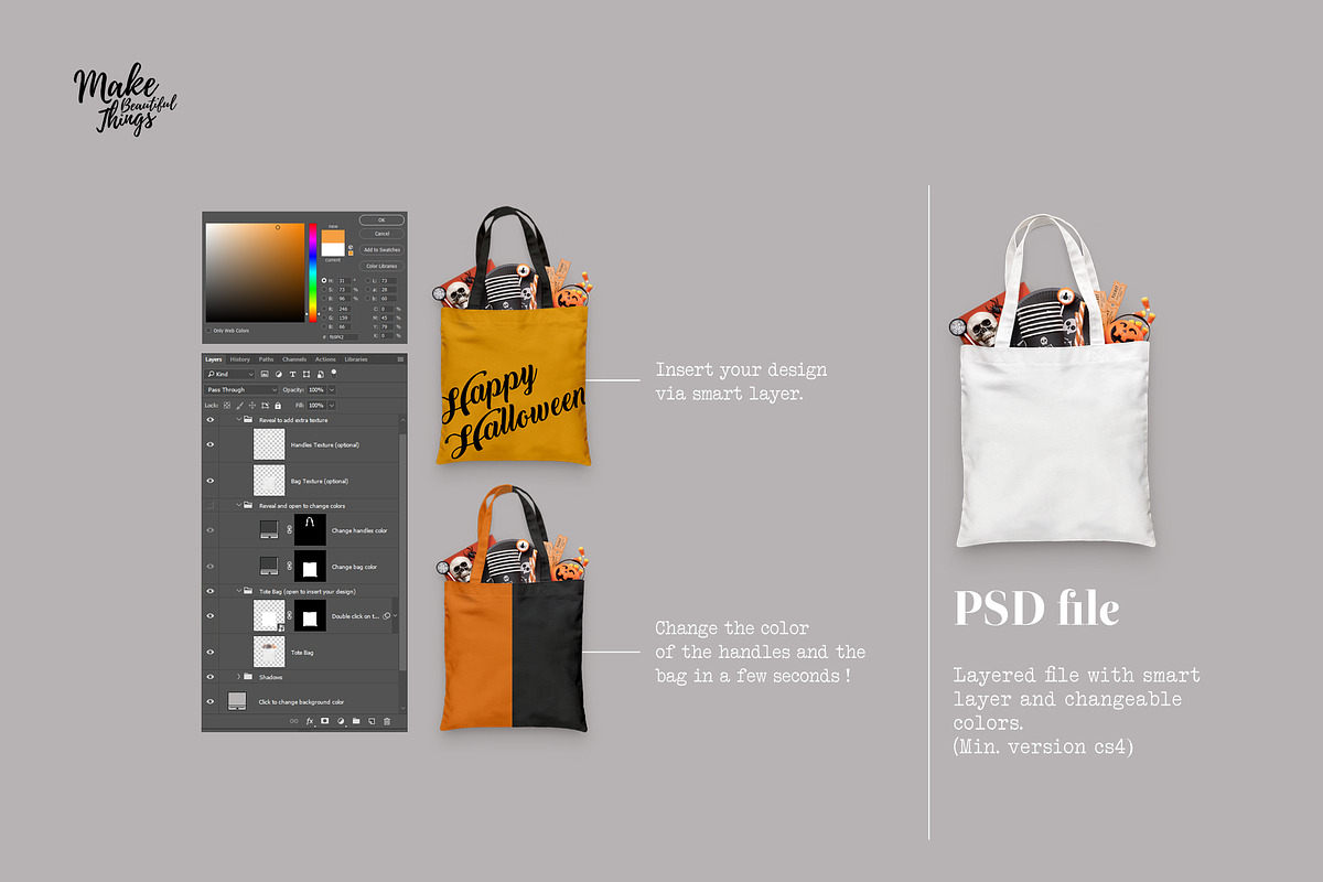 Isolated Halloween tote bag mockup in Product Mockups - product preview 8