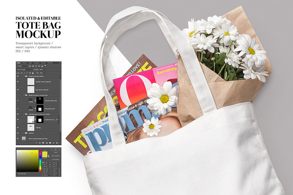 Isolated canvas tote bag mockup