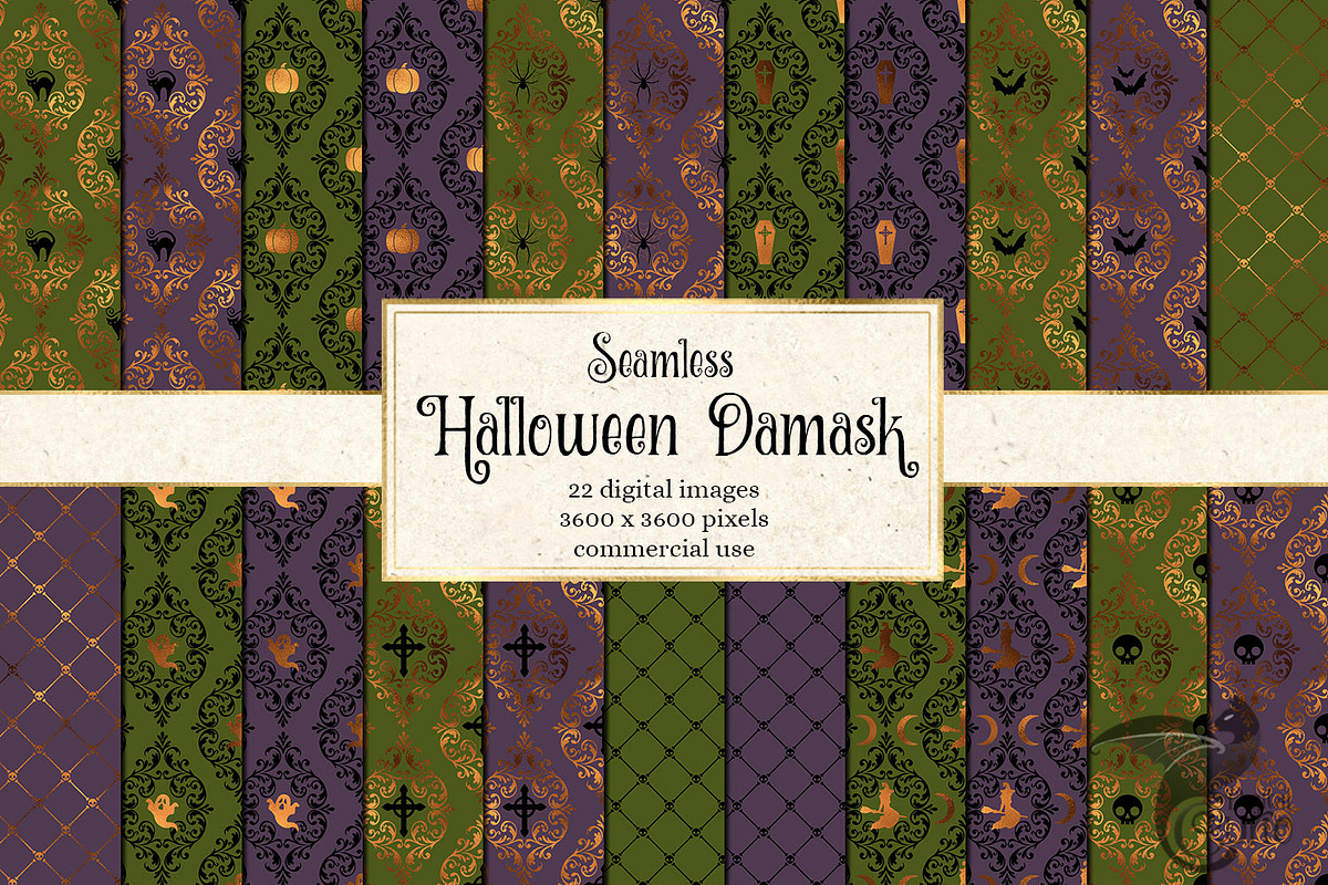 Halloween Damask Digital Paper in Patterns - product preview 8