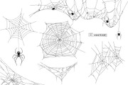 Spiders and spider web, vectors set