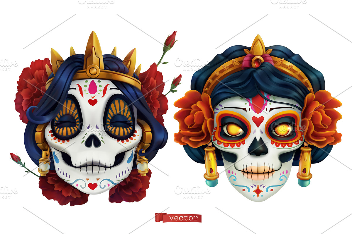 Love Halloween mask. Day of the dead in Icons - product preview 8