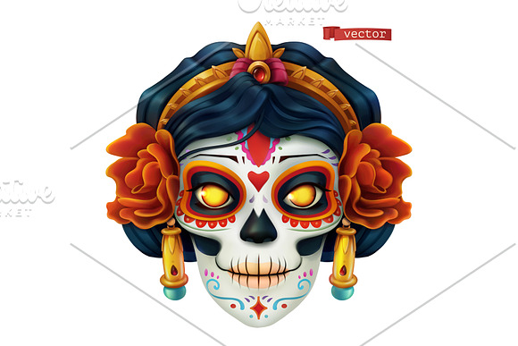 Love Halloween mask. Day of the dead in Icons - product preview 1
