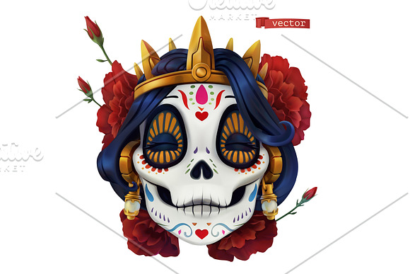 Love Halloween mask. Day of the dead in Icons - product preview 2