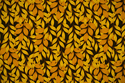 Gold autumn leaves on black pattern