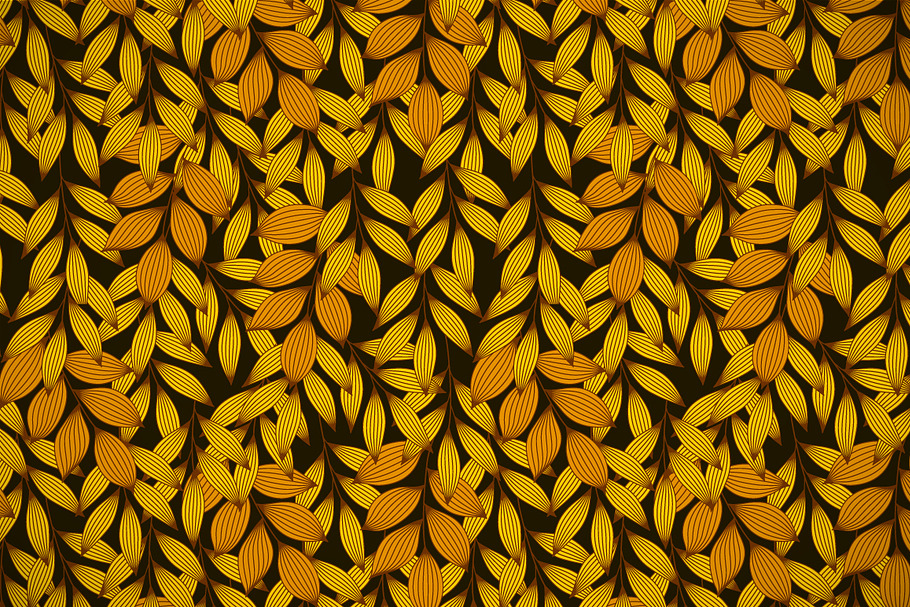 Gold autumn leaves on black pattern in Patterns - product preview 8