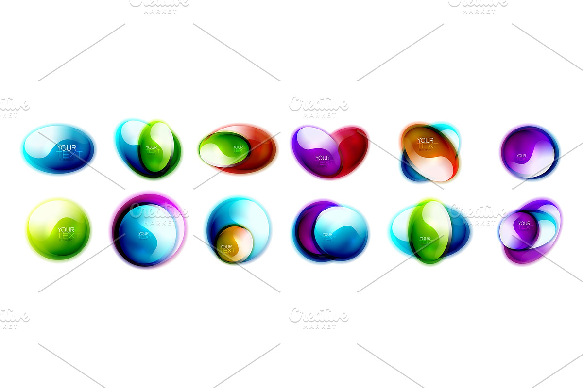 Set of glass shiny abstract logo in Illustrations - product preview 8