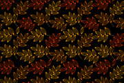 Striped autumn leaf on black pattern