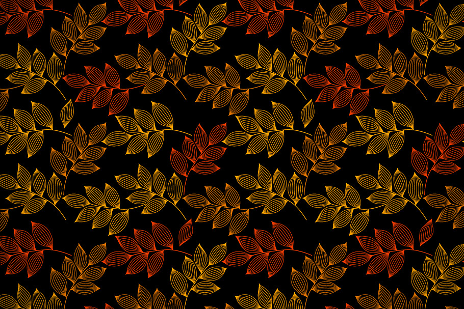 Striped autumn leaf on black pattern in Patterns - product preview 8
