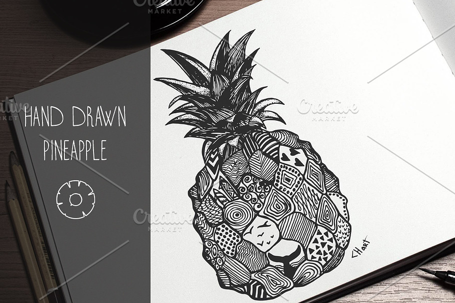 Pineapple hand drawn illustration