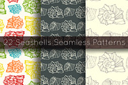 22 Seashells seamless patterns set