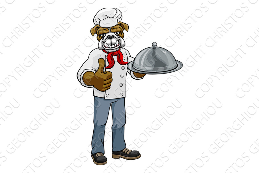 Bulldog Chef Mascot Cartoon in Illustrations - product preview 8