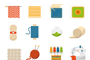Textile industry flat icons set