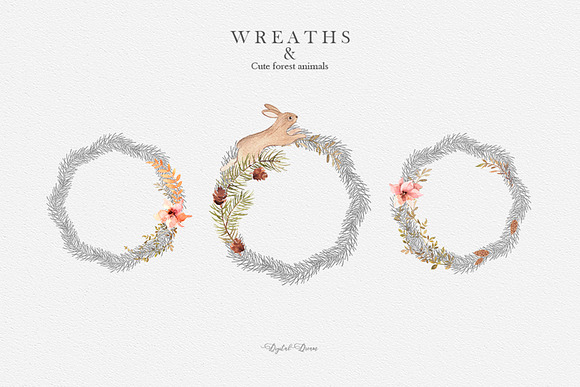 forest animals WREATHS in Illustrations - product preview 1