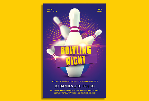 Bowling Night Flyer Template in Flyer Templates - product preview 1
