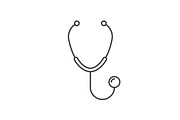 Stethoscope line icon on white