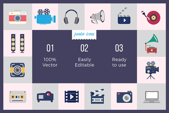 Flat Vector Icons Multimedia Pack V2 in Icons - product preview 3
