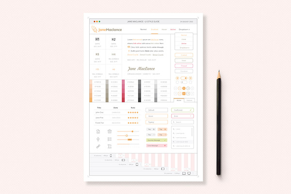 One Page UI Style Guide